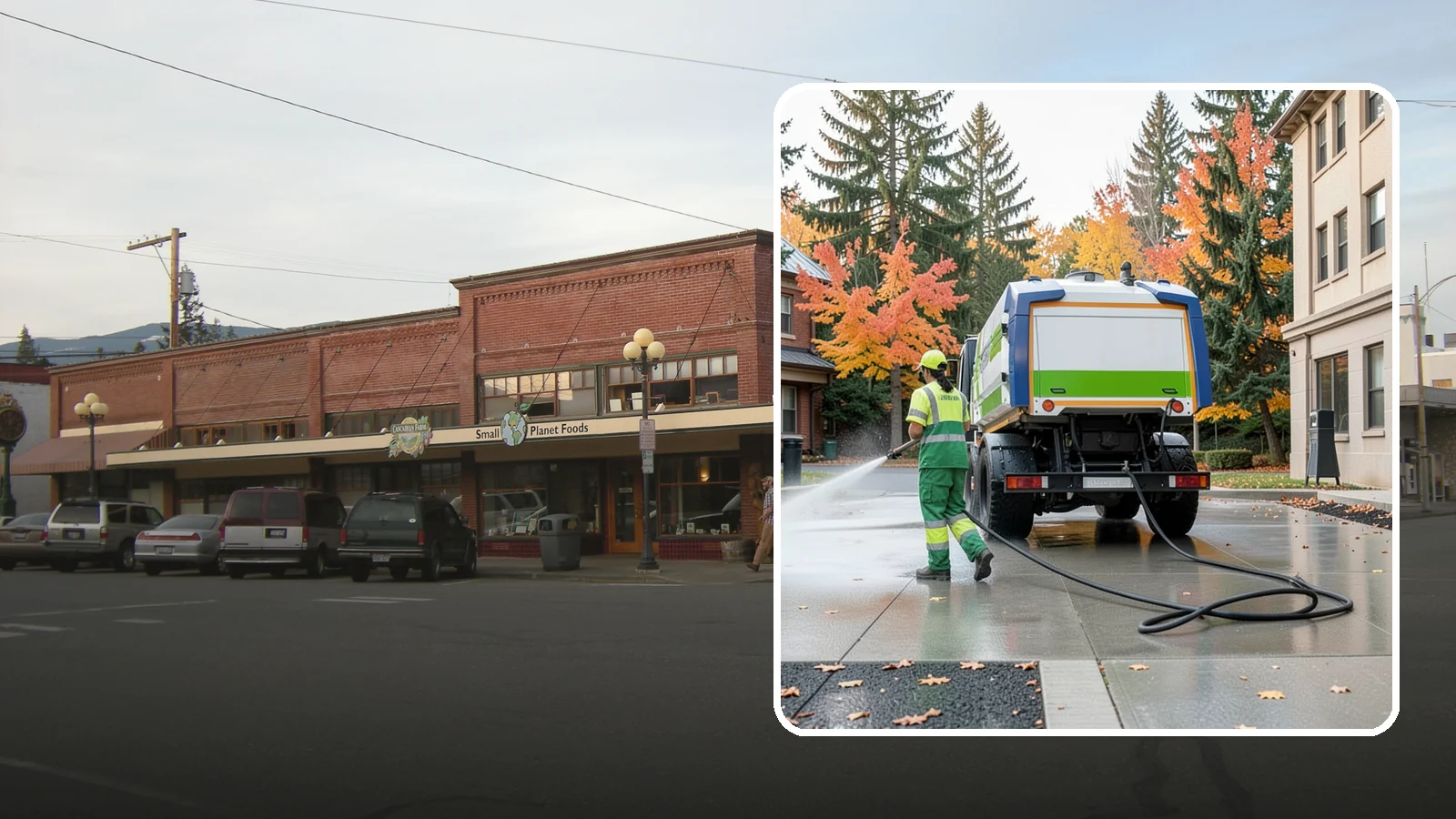 Municipal Plaza Cleaning in Sedro-Woolley, Skagit County, WA - We deep clean public plazas, courtyards, and gathering spaces to restore hardscape appearance for Western Washington civic...