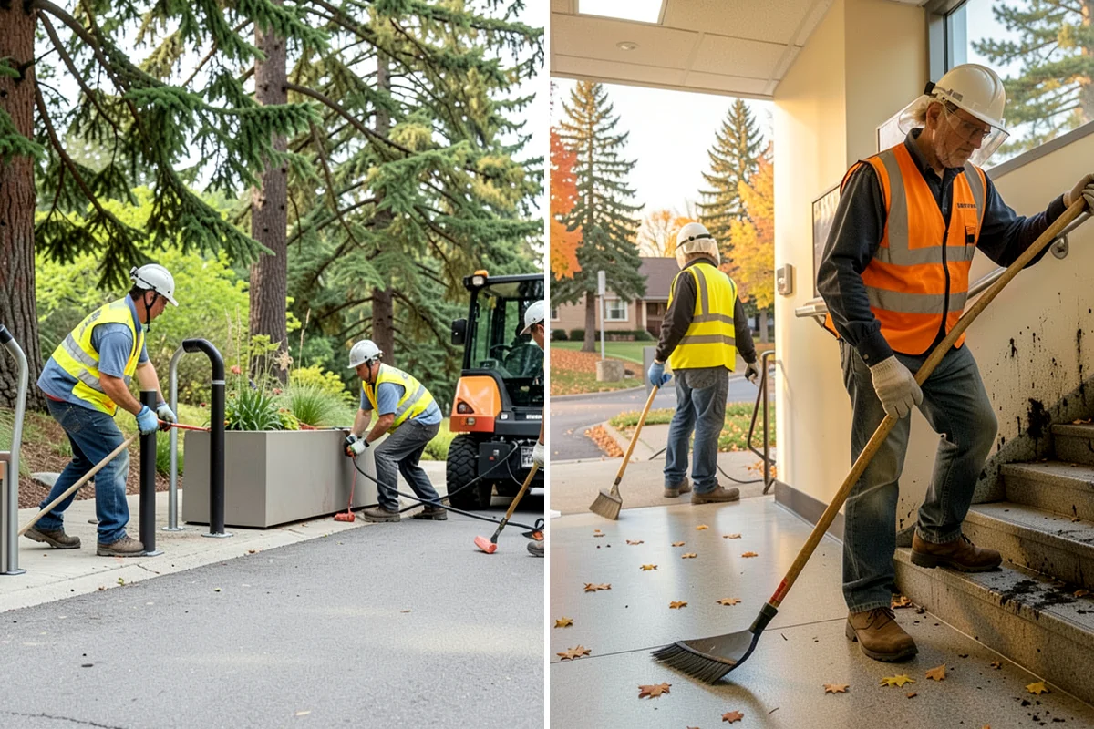 Municipal Plaza Cleaning in Shoreline, King County, WA - We assess plaza surfaces and staining and confirm a plan