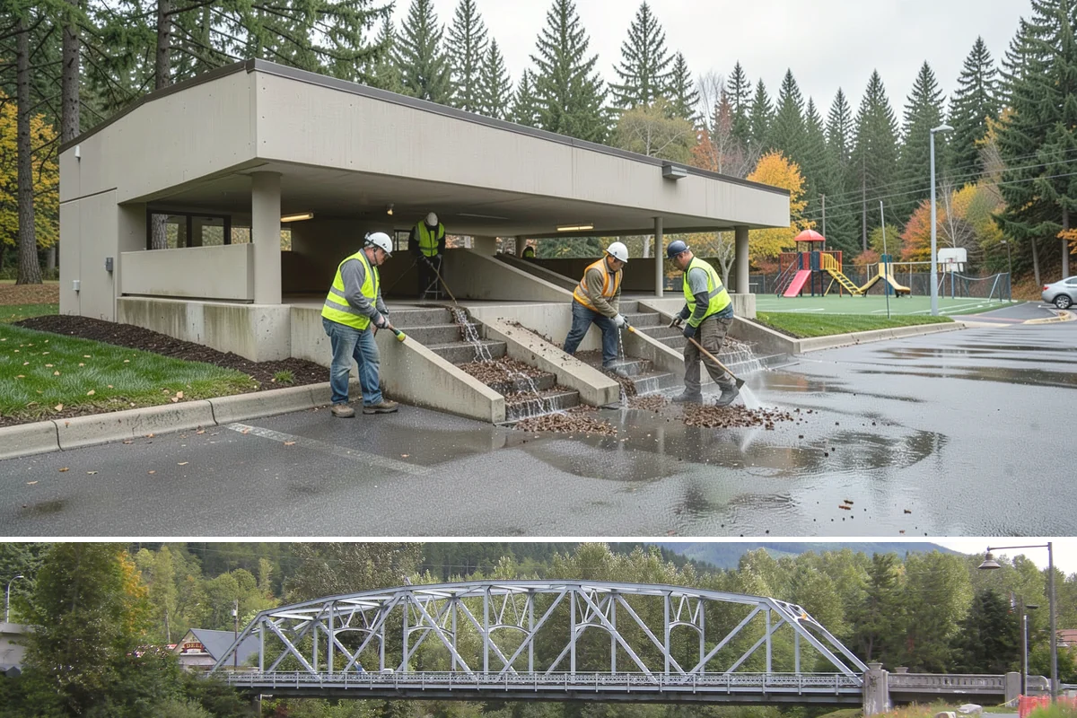 Municipal Plaza Cleaning in Skykomish, King County, WA - Plaza cleaning is scheduled in the dry season and timed ahead of major public events to present spaces at their best.