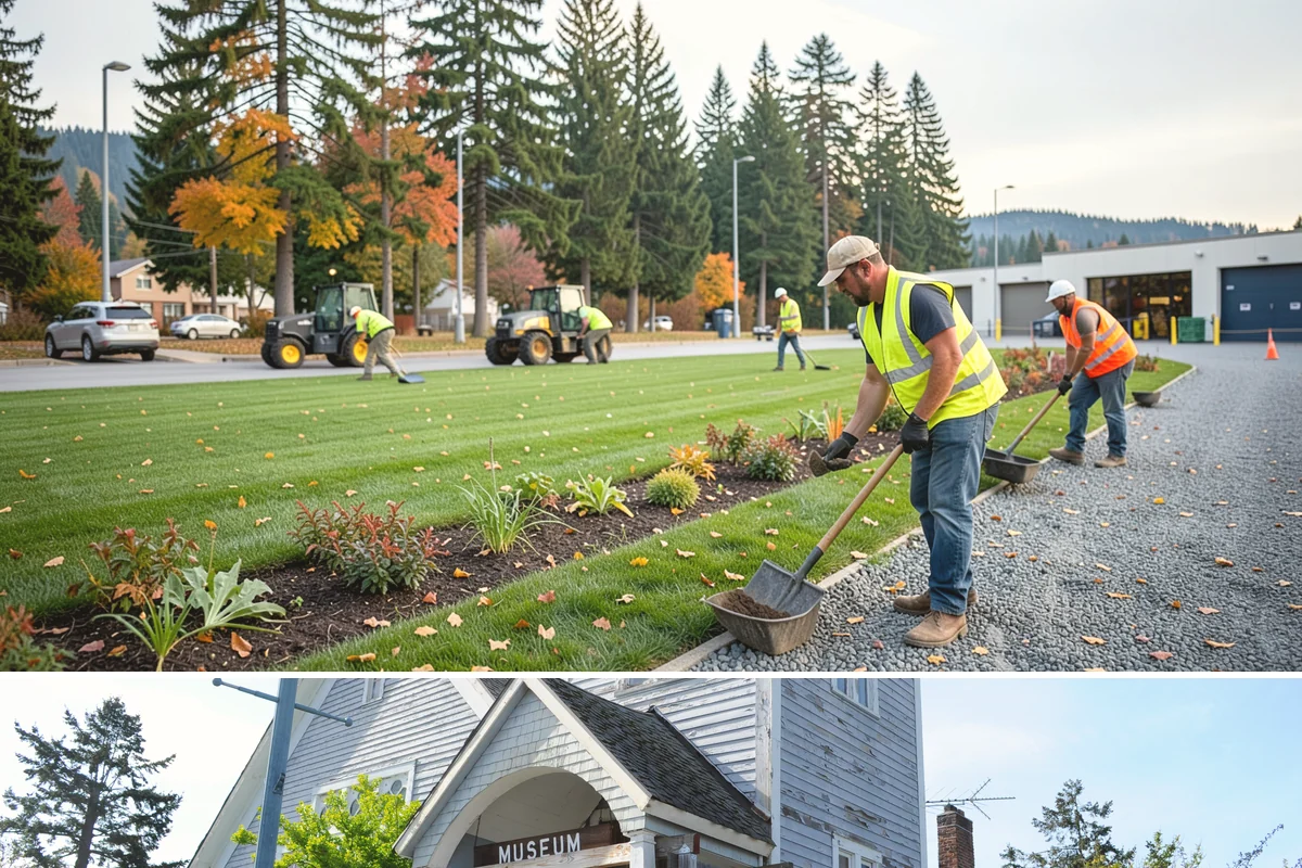Municipal Plaza Cleaning in Steilacoom, Pierce County, WA - Plaza cleaning is scheduled in the dry season and timed ahead of major public events to present spaces at their best.