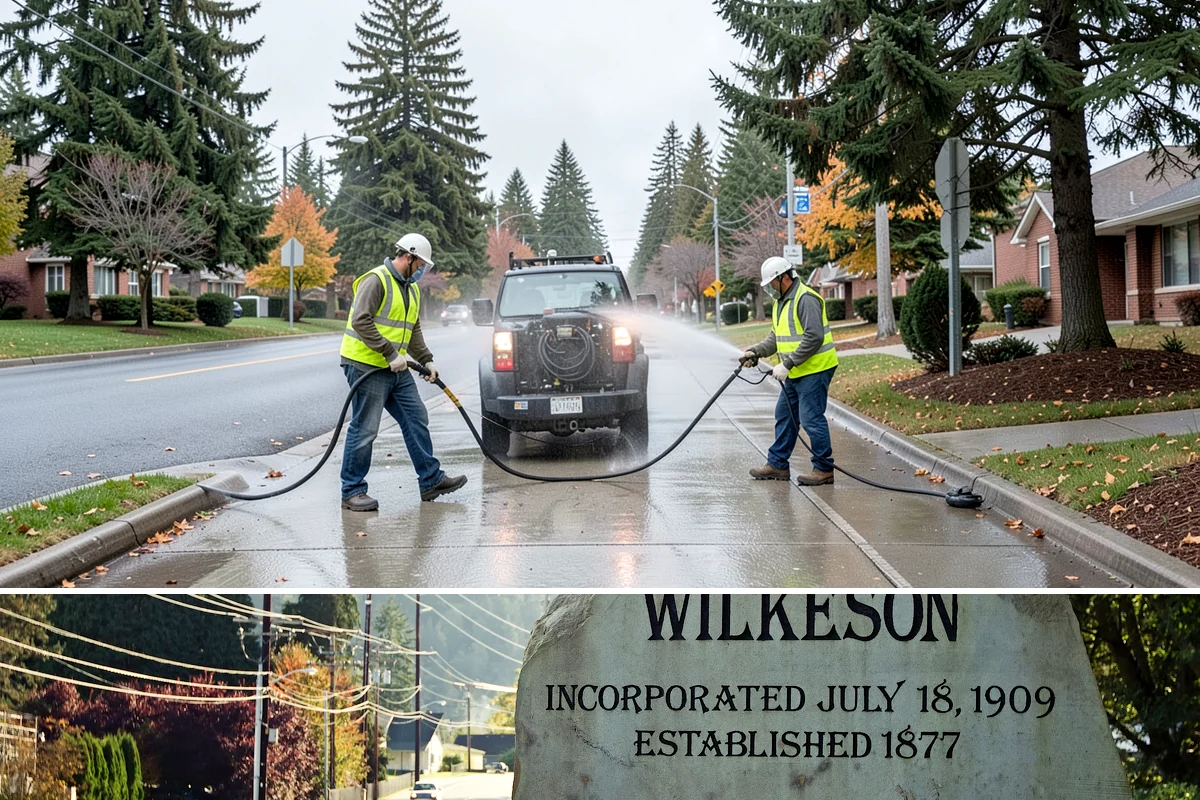Municipal Plaza Cleaning in Wilkeson, Pierce County, WA - Plaza cleaning is scheduled in the dry season and timed ahead of major public events to present spaces at their best.