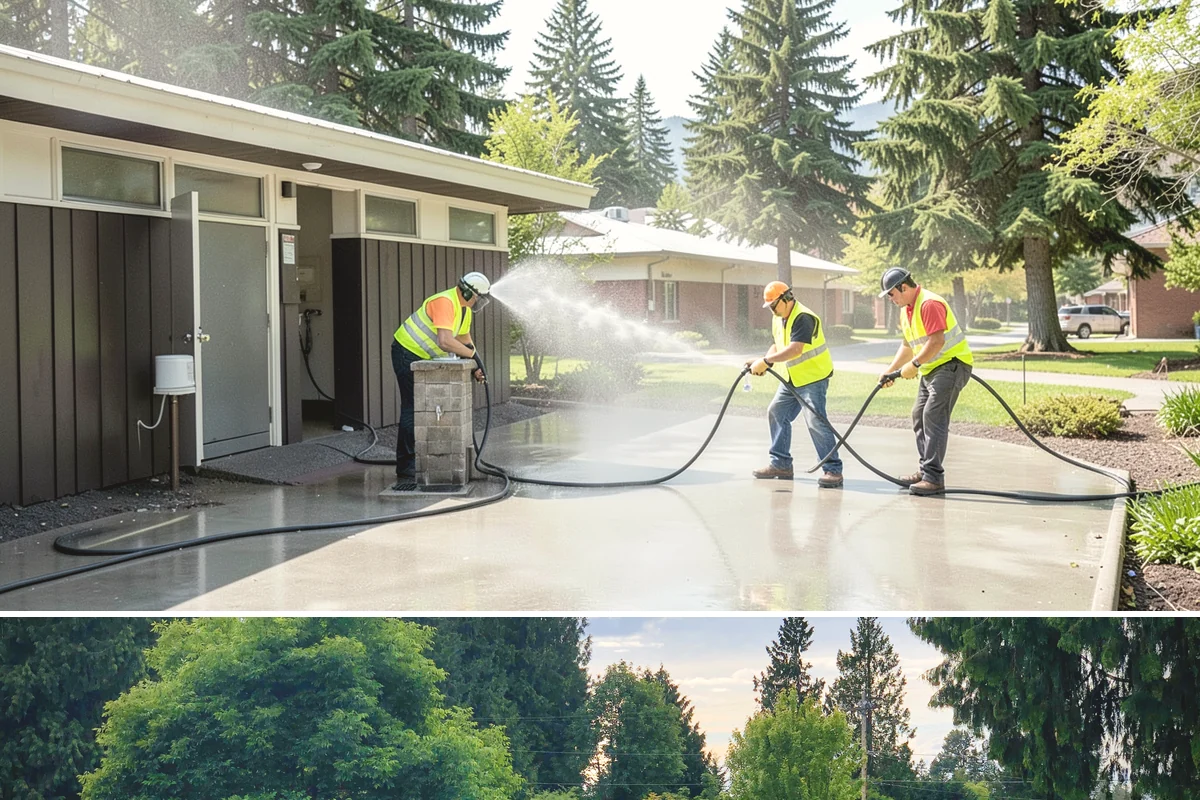 Municipal Restroom Construction in Bonney Lake, Pierce County, WA - Underground utility work and foundations proceed most reliably during the drier construction season.