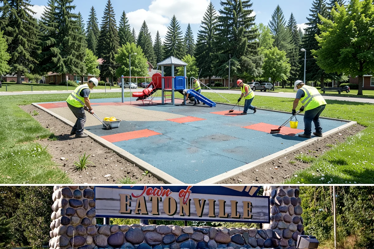 Municipal Restroom Construction in Eatonville, Pierce County, WA - Underground utility work and foundations proceed most reliably during the drier construction season.