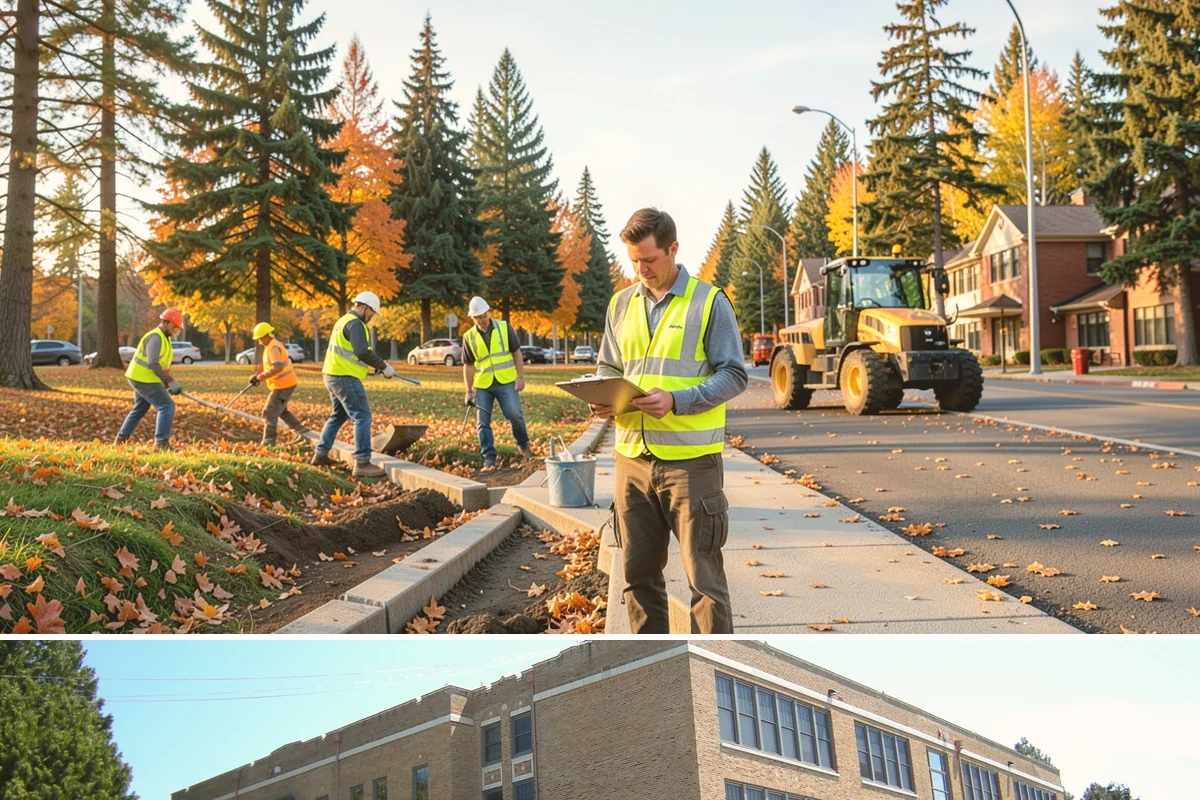 Municipal Restroom Construction in Maple Valley, King County, WA - Underground utility work and foundations proceed most reliably during the drier construction season.