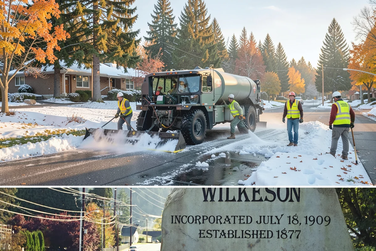 Municipal Restroom Construction in Wilkeson, Pierce County, WA - Underground utility work and foundations proceed most reliably during the drier construction season.