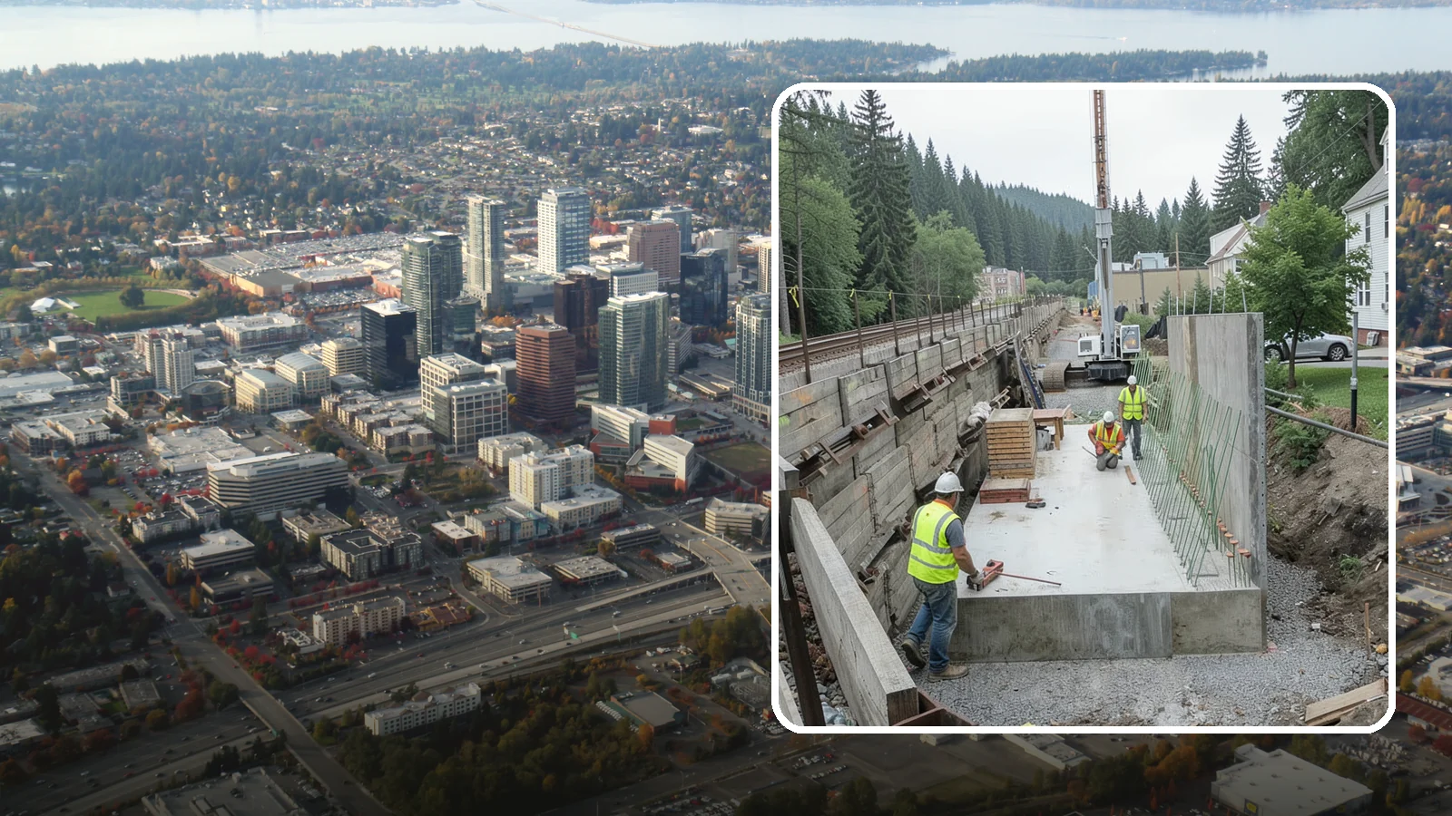 Municipal Retaining Wall Construction in Bellevue, King County, WA - Build engineered retaining walls that stabilize slopes, trails, and roadways across challenging Western Washington terrain.