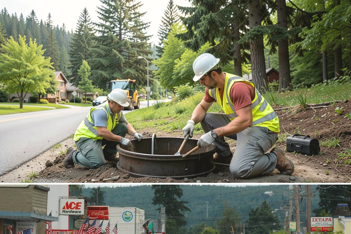 Municipal Retaining Wall Construction in Carnation, King County, WA - Dry summer conditions keep excavations stable and allow proper compaction of engineered backfill.