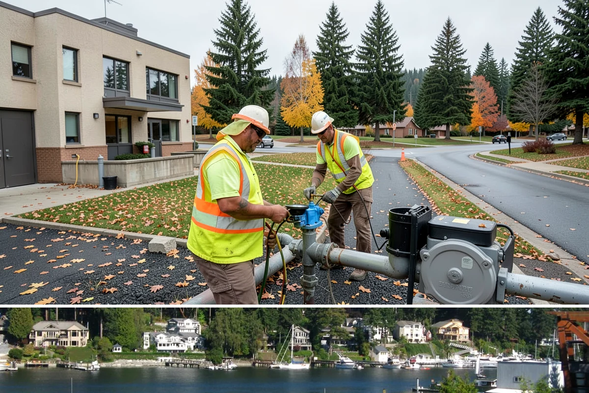 Municipal Retaining Wall Construction in Gig Harbor, Pierce County, WA - Dry summer conditions keep excavations stable and allow proper compaction of engineered backfill.