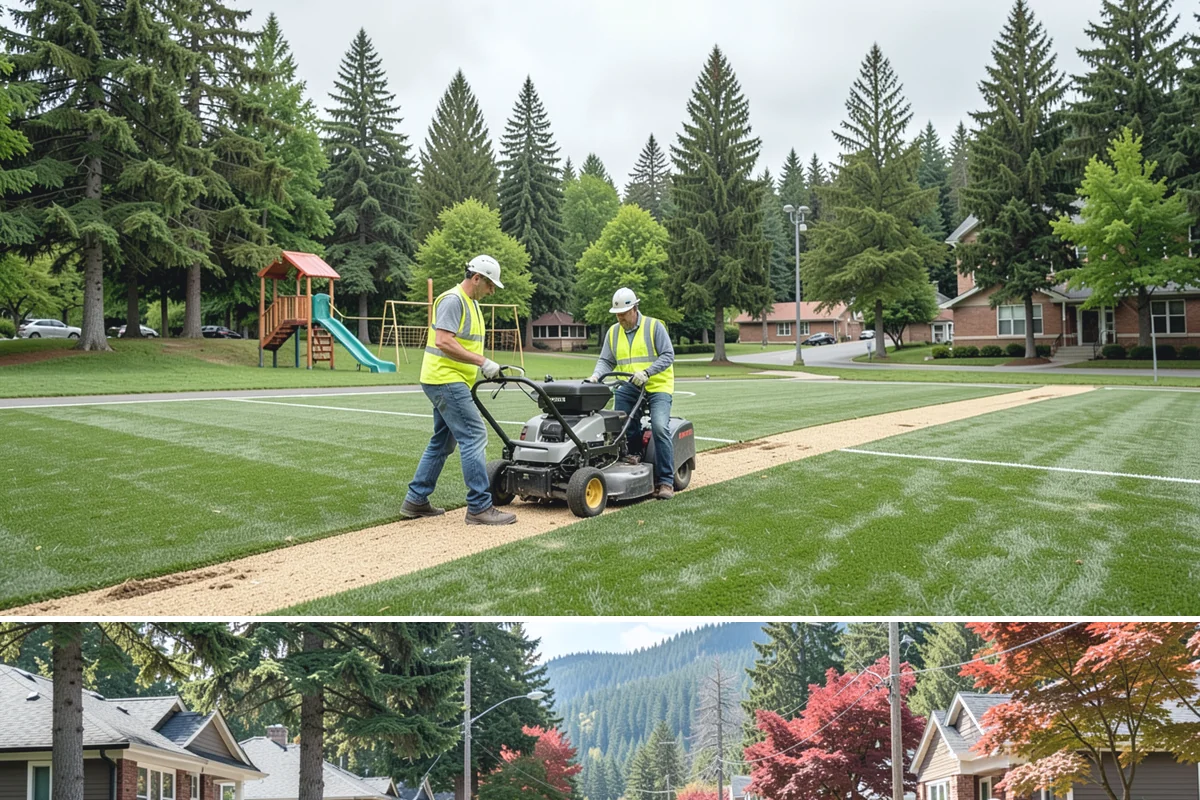 Municipal Retaining Wall Construction in Hunts Point, King County, WA - Dry summer conditions keep excavations stable and allow proper compaction of engineered backfill.