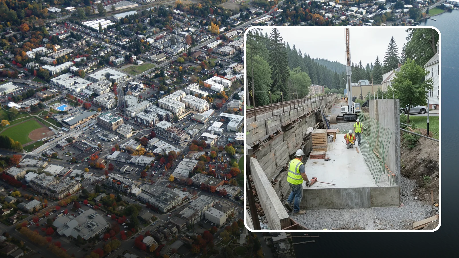 Municipal Retaining Wall Construction in Kirkland, King County, WA - Build engineered retaining walls that stabilize slopes, trails, and roadways across challenging Western Washington terrain.