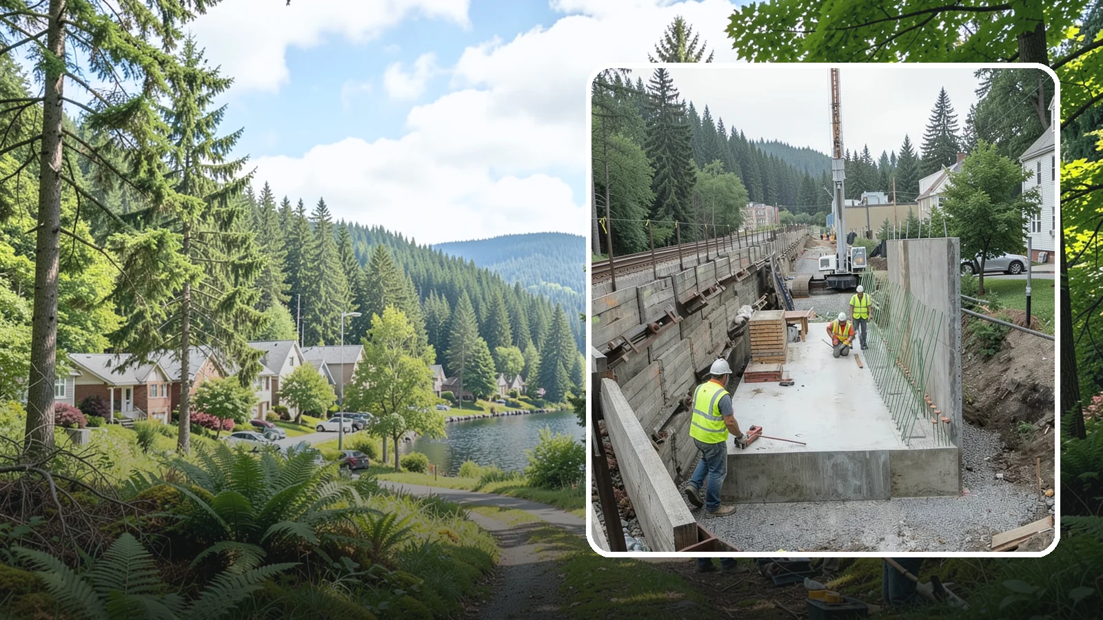 Municipal Retaining Wall Construction in Lake Forest Park, King County, WA - Build engineered retaining walls that stabilize slopes, trails, and roadways across challenging Western Washington terrain.