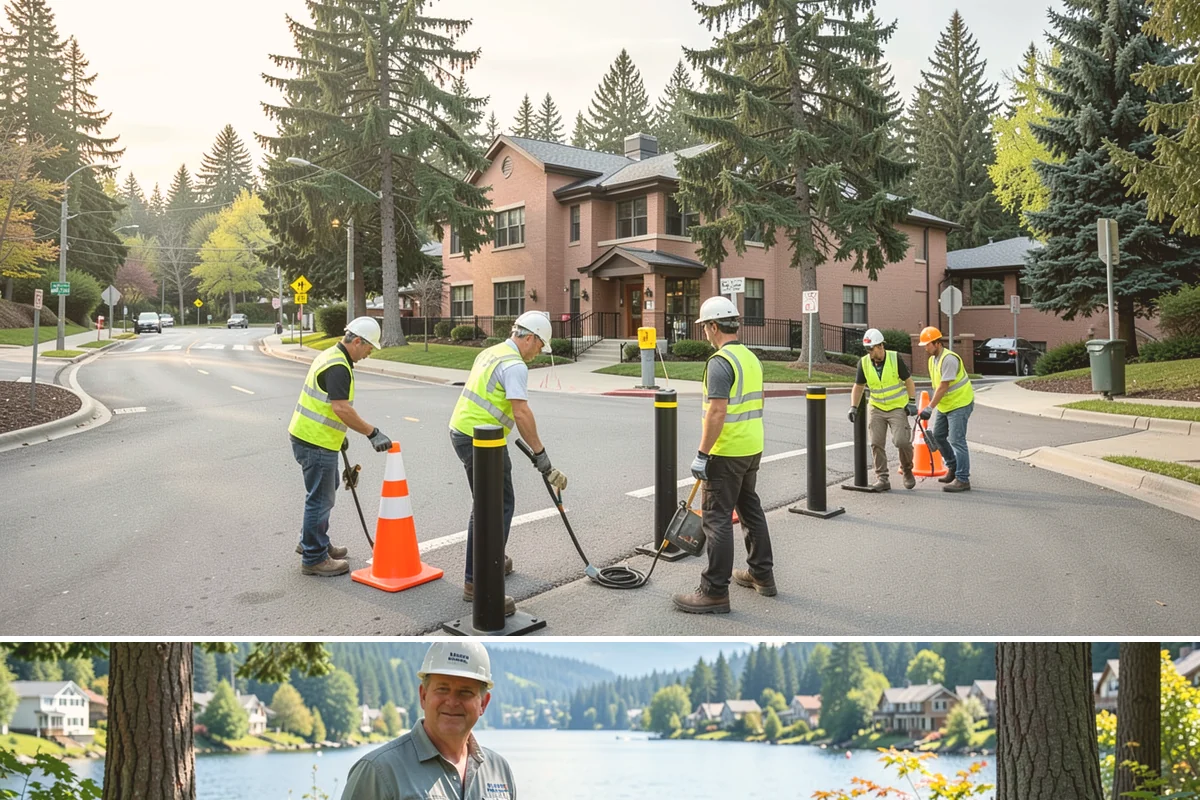 Municipal Retaining Wall Construction in Milton, King County, WA - Dry summer conditions keep excavations stable and allow proper compaction of engineered backfill.