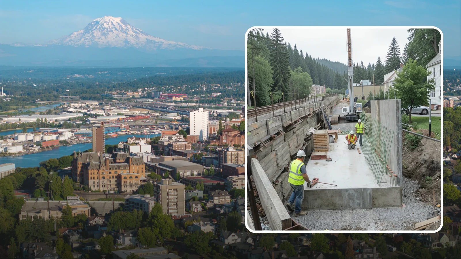 Municipal Retaining Wall Construction in Tacoma, Pierce County, WA - Build engineered retaining walls that stabilize slopes, trails, and roadways across challenging Western Washington terrain.