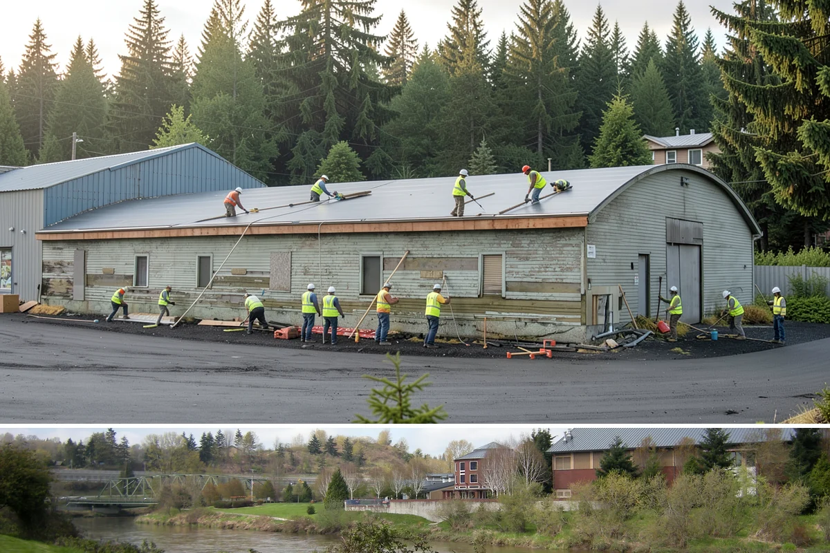 Municipal Retaining Wall Construction in Tukwila, King County, WA - Dry summer conditions keep excavations stable and allow proper compaction of engineered backfill.