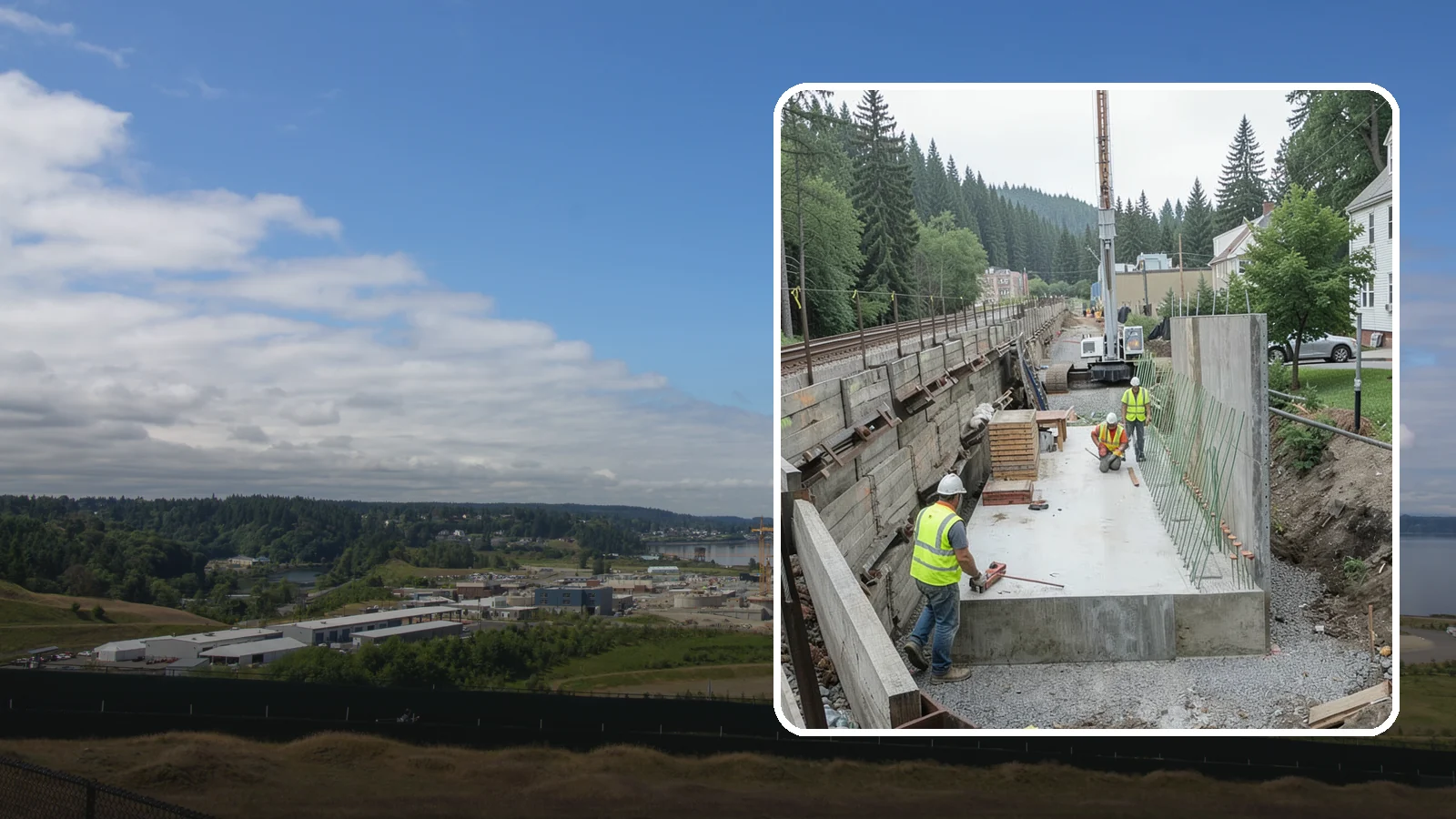 Municipal Retaining Wall Construction in University Place, Pierce County, WA - Build engineered retaining walls that stabilize slopes, trails, and roadways across challenging Western Washington terrain.