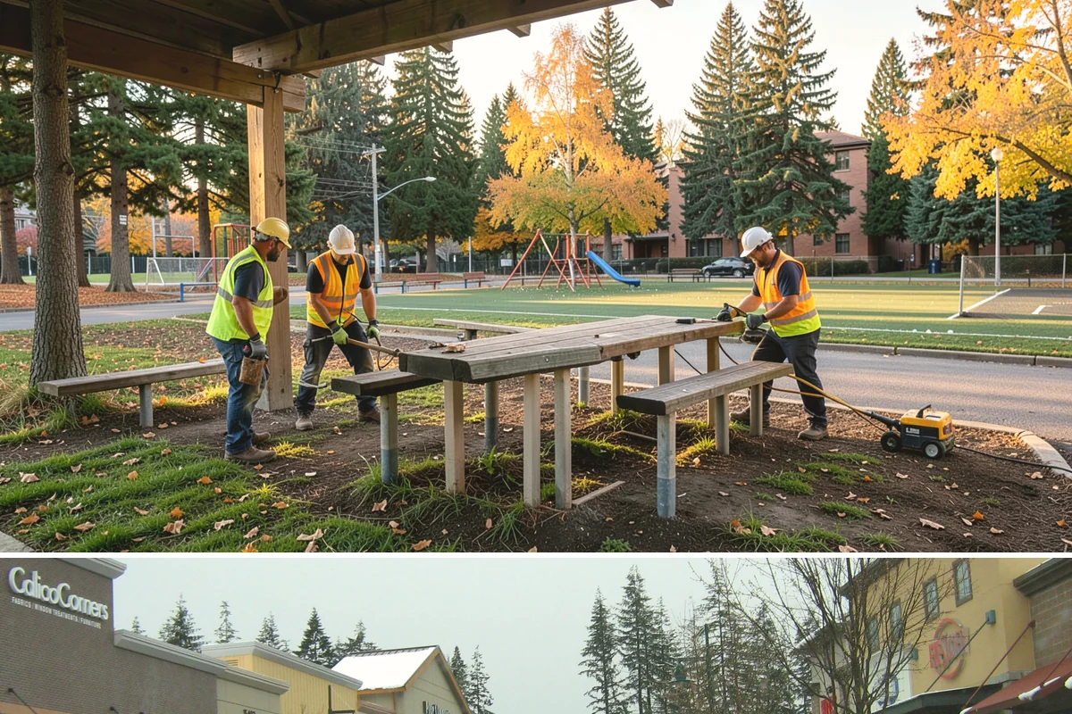 Municipal Roof Repair in Mill Creek, Snohomish County, WA - Dry-weather windows allow proper adhesion and curing, though we respond to active leaks in any season.