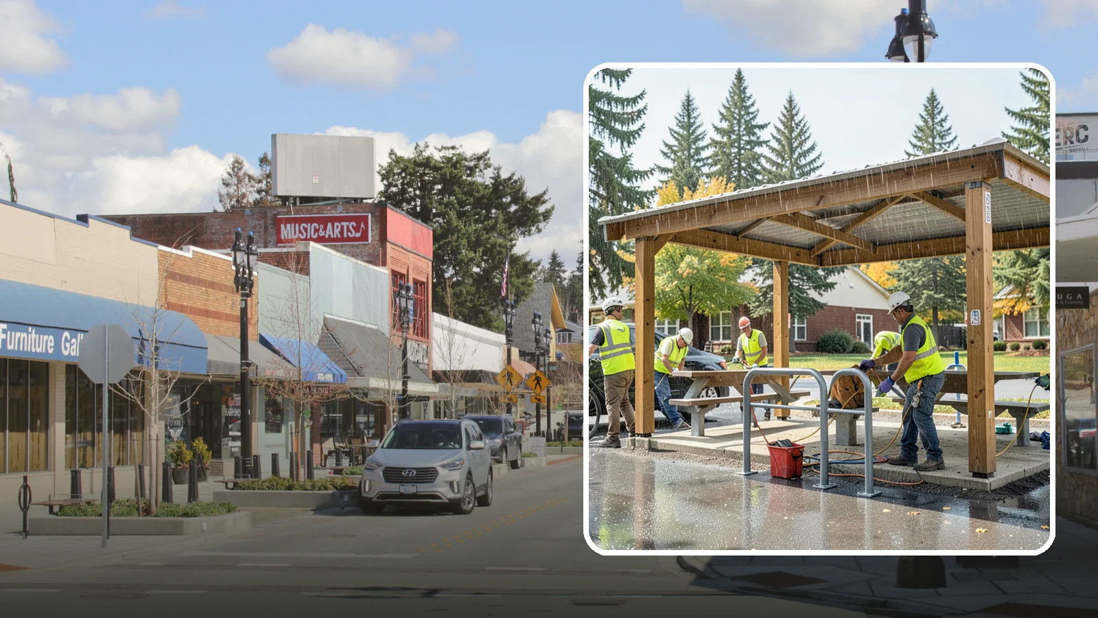 Municipal Shelter Construction in Bothell, King County, WA - Construct picnic shelters, pavilions, and covered structures that expand usable public gathering space year-round.