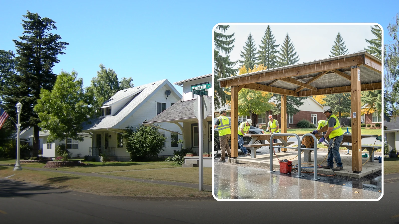 Municipal Shelter Construction in DuPont, Pierce County, WA - Construct picnic shelters, pavilions, and covered structures that expand usable public gathering space year-round.