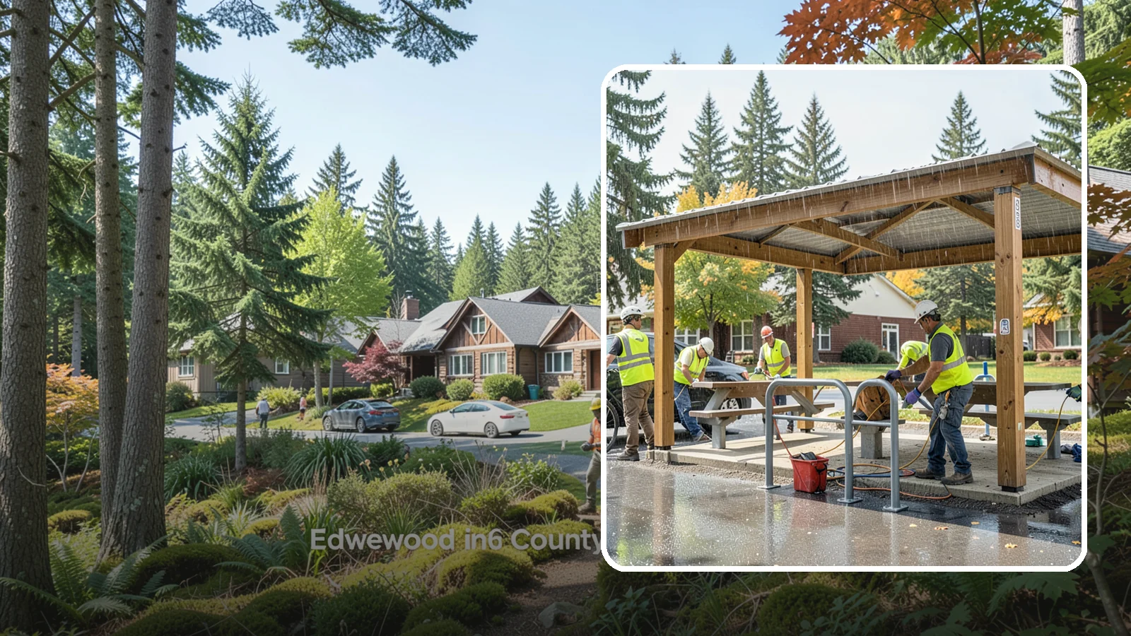 Municipal Shelter Construction in Edgewood, Pierce County, WA - Construct picnic shelters, pavilions, and covered structures that expand usable public gathering space year-round.