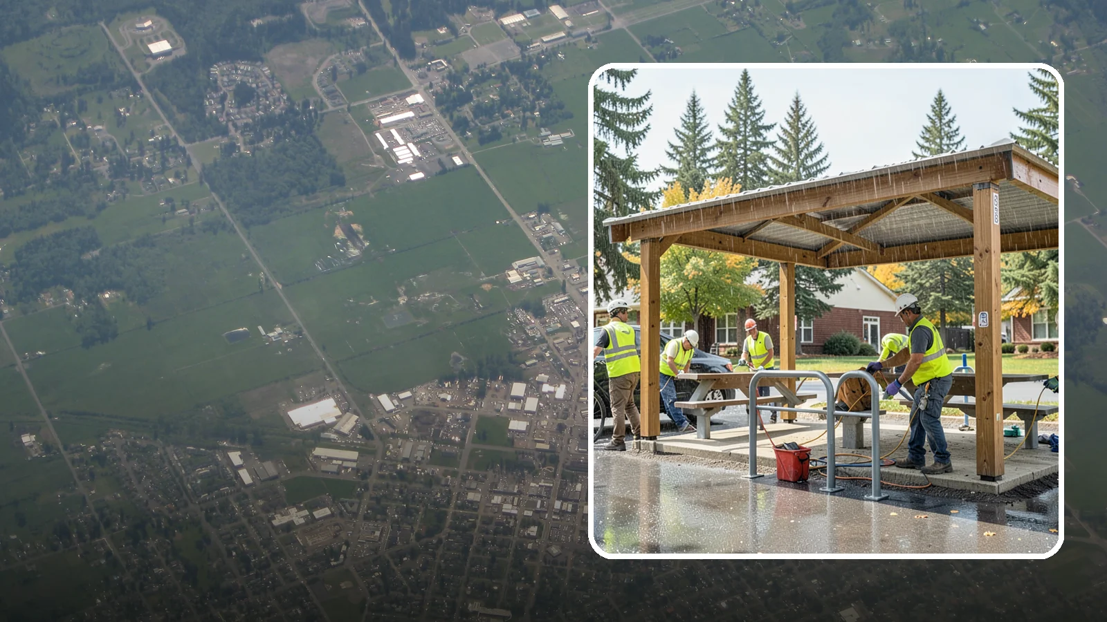 Municipal Shelter Construction in Enumclaw, King County, WA - Construct picnic shelters, pavilions, and covered structures that expand usable public gathering space year-round.