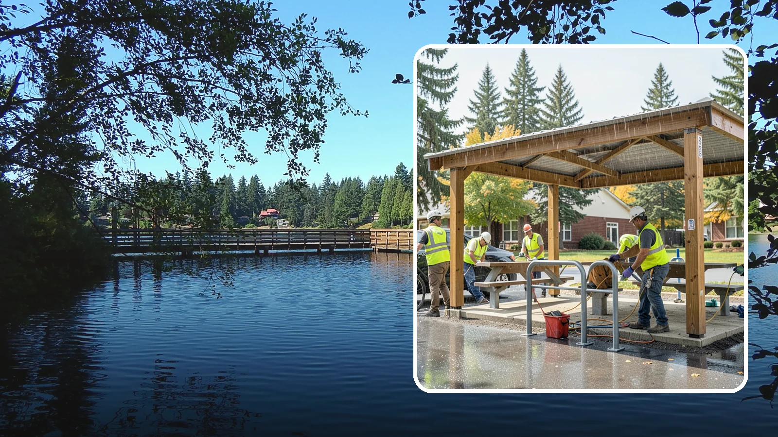 Municipal Shelter Construction in Federal Way, King County, WA - Construct picnic shelters, pavilions, and covered structures that expand usable public gathering space year-round.
