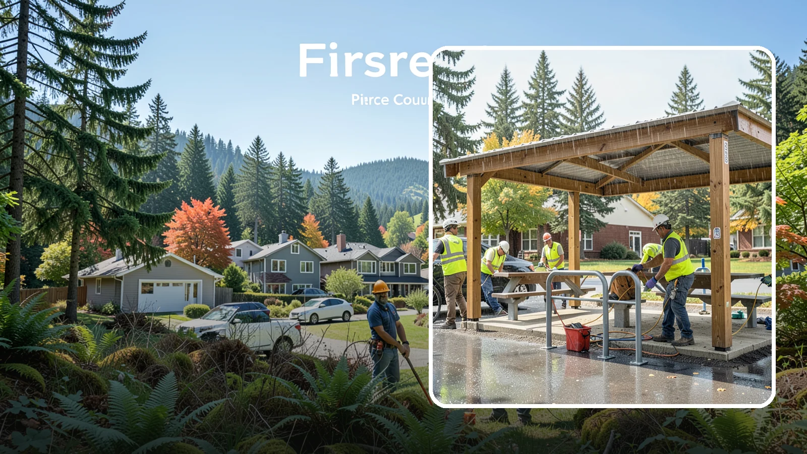 Municipal Shelter Construction in Fircrest, Pierce County, WA - Construct picnic shelters, pavilions, and covered structures that expand usable public gathering space year-round.