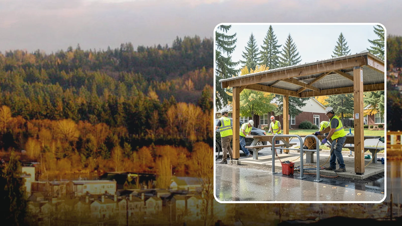 Municipal Shelter Construction in Kenmore, King County, WA - Construct picnic shelters, pavilions, and covered structures that expand usable public gathering space year-round.