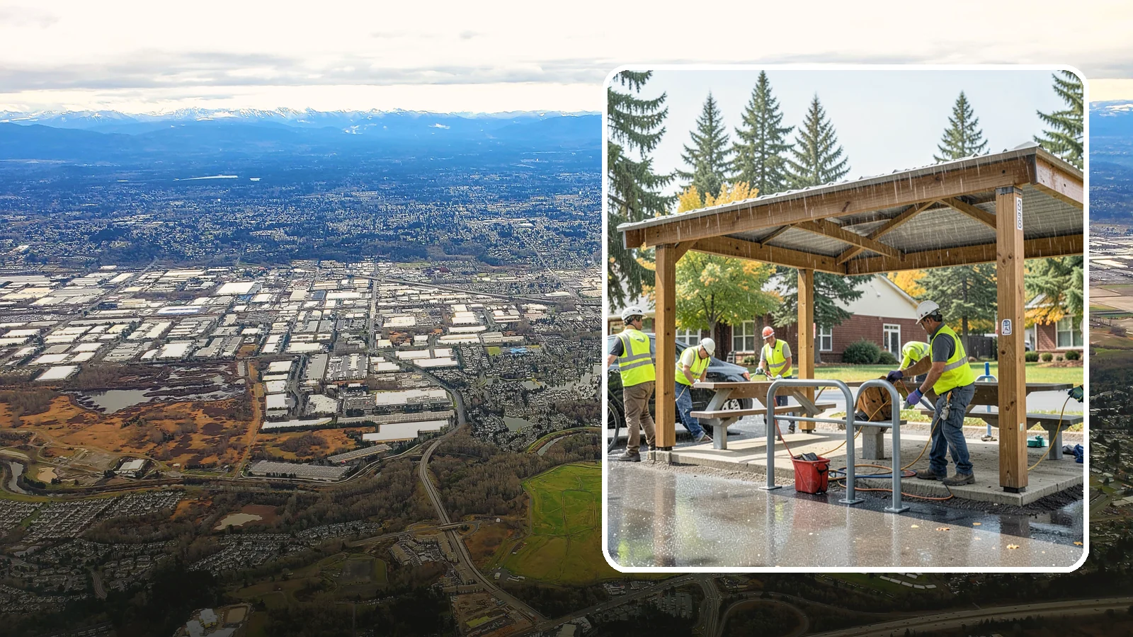 Municipal Shelter Construction in Kent, King County, WA - Construct picnic shelters, pavilions, and covered structures that expand usable public gathering space year-round.