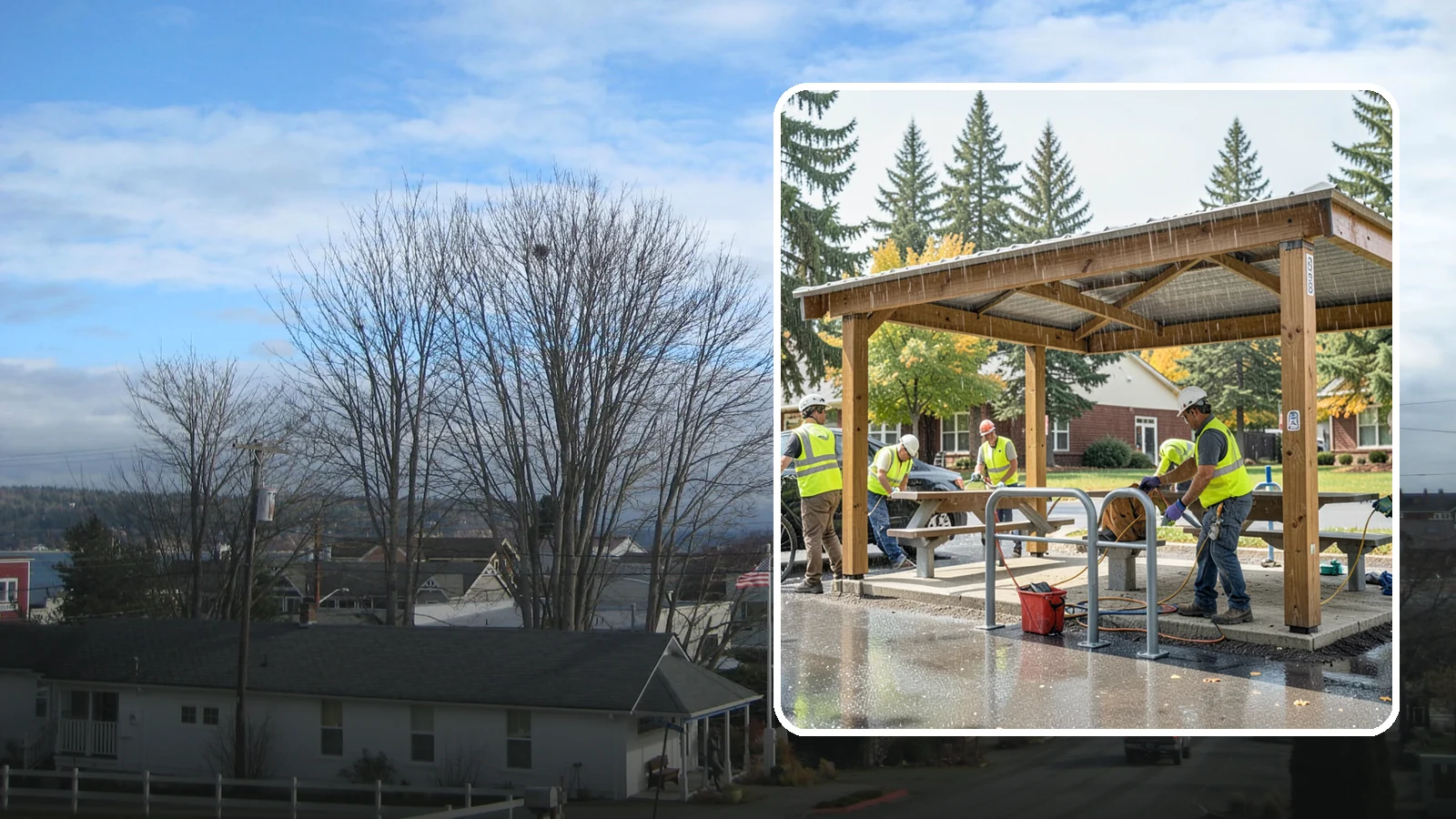 Municipal Shelter Construction in Langley, Island County, WA - Construct picnic shelters, pavilions, and covered structures that expand usable public gathering space year-round.