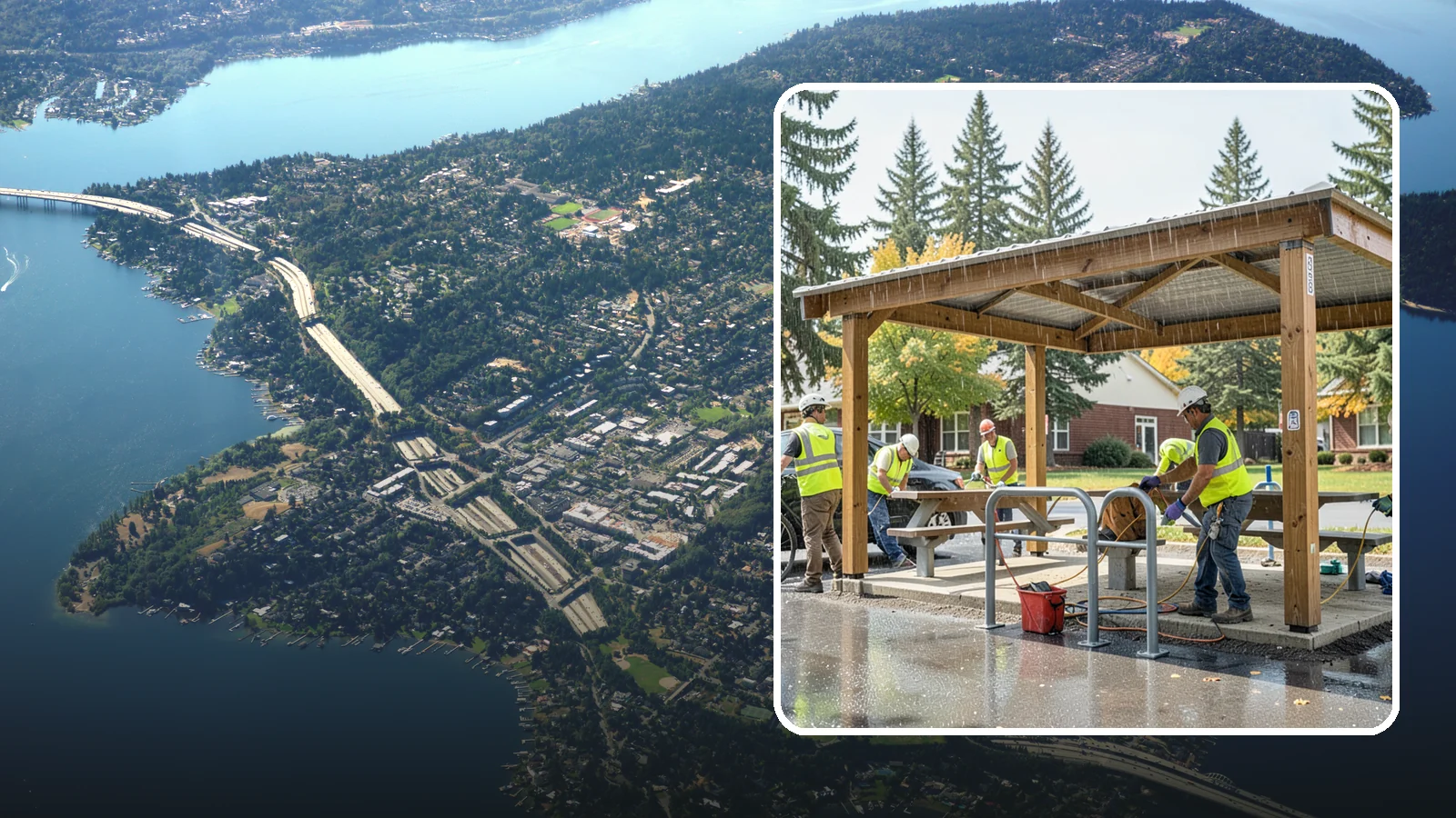 Municipal Shelter Construction in Mercer Island, King County, WA - Construct picnic shelters, pavilions, and covered structures that expand usable public gathering space year-round.