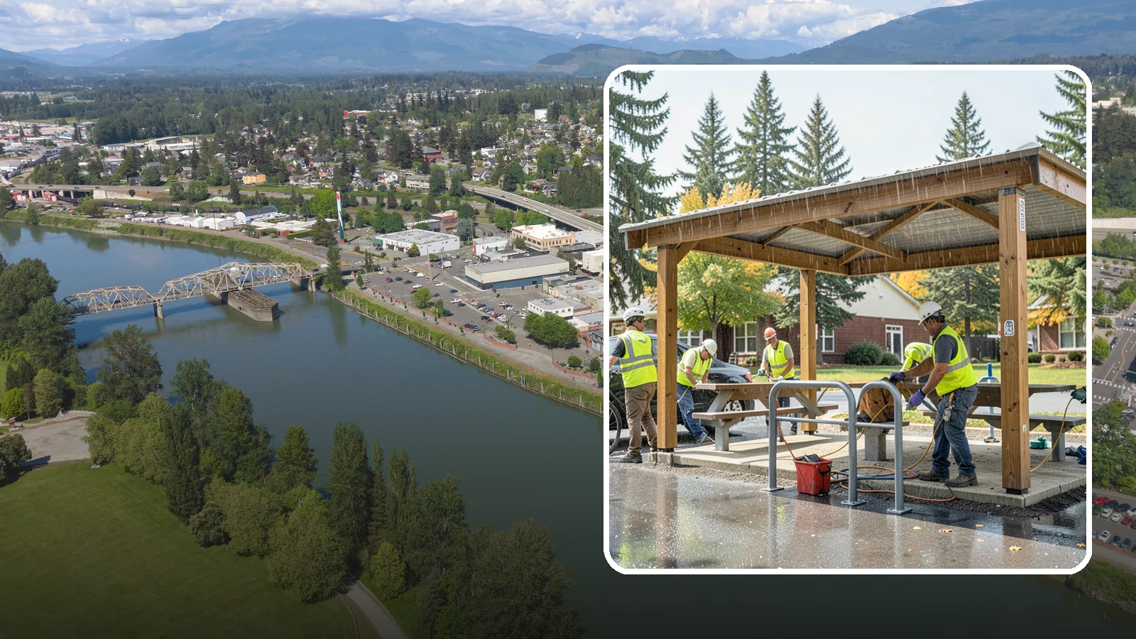 Municipal Shelter Construction in Mount Vernon, Skagit County, WA - Construct picnic shelters, pavilions, and covered structures that expand usable public gathering space year-round.