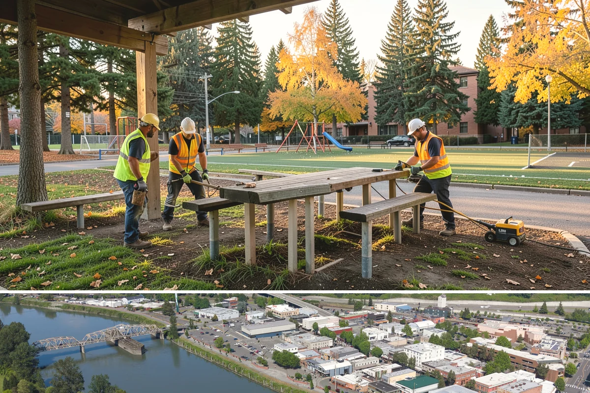 Municipal Shelter Construction in Mount Vernon, Skagit County, WA - Dry-season scheduling protects slab pours and framing from the delays wet weather imposes on structural work.