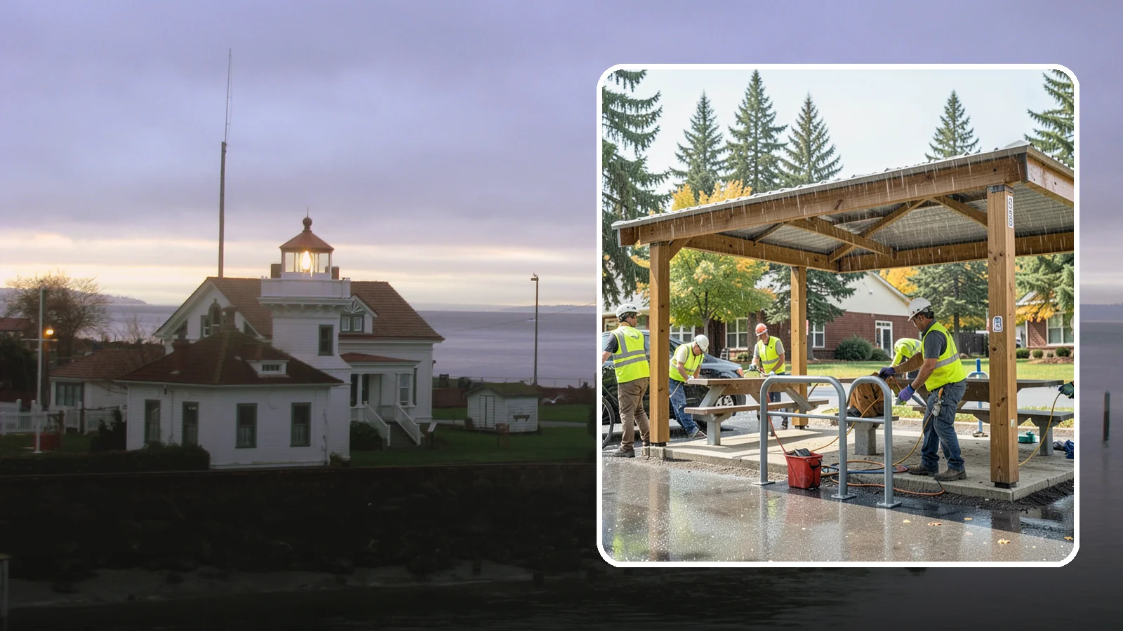 Municipal Shelter Construction in Mukilteo, Snohomish County, WA - Construct picnic shelters, pavilions, and covered structures that expand usable public gathering space year-round.
