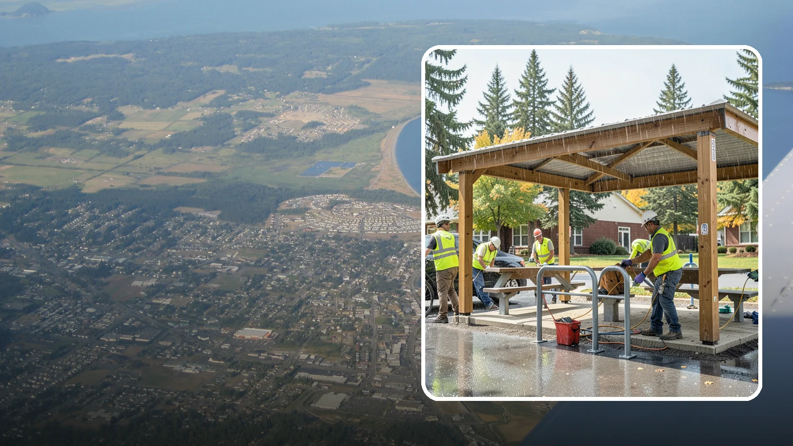 Municipal Shelter Construction in Oak Harbor, Island County, WA - Construct picnic shelters, pavilions, and covered structures that expand usable public gathering space year-round.