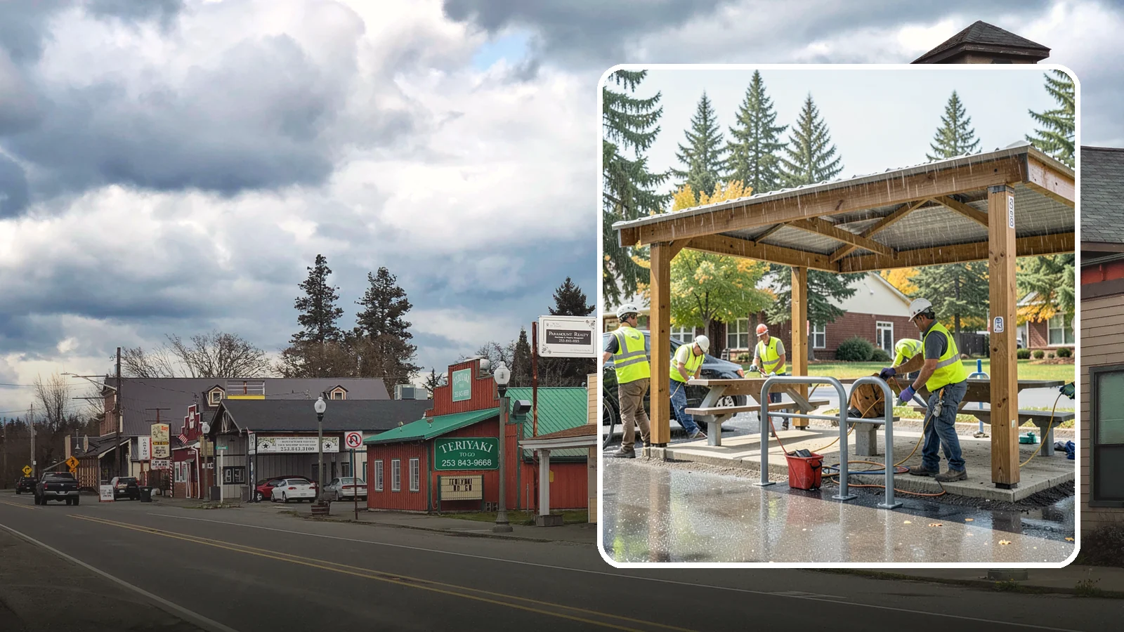 Municipal Shelter Construction in Roy, Pierce County, WA - Construct picnic shelters, pavilions, and covered structures that expand usable public gathering space year-round.