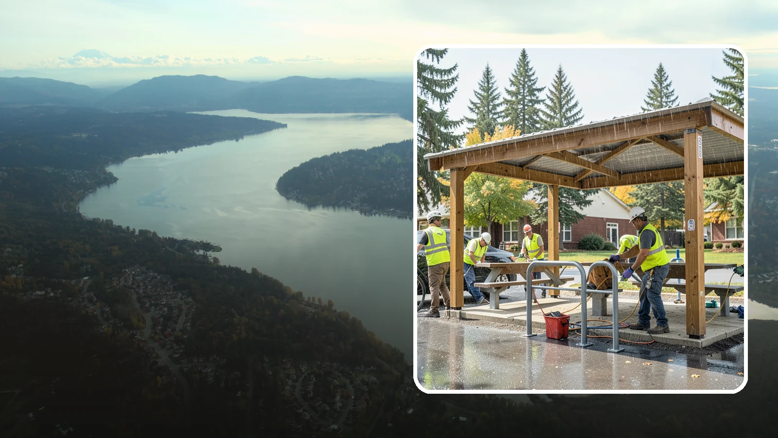 Municipal Shelter Construction in Sammamish, King County, WA - Construct picnic shelters, pavilions, and covered structures that expand usable public gathering space year-round.