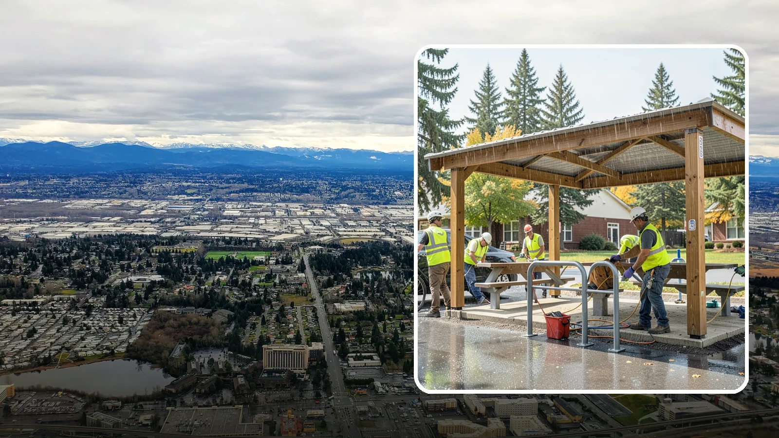 Municipal Shelter Construction in SeaTac, King County, WA - Construct picnic shelters, pavilions, and covered structures that expand usable public gathering space year-round.