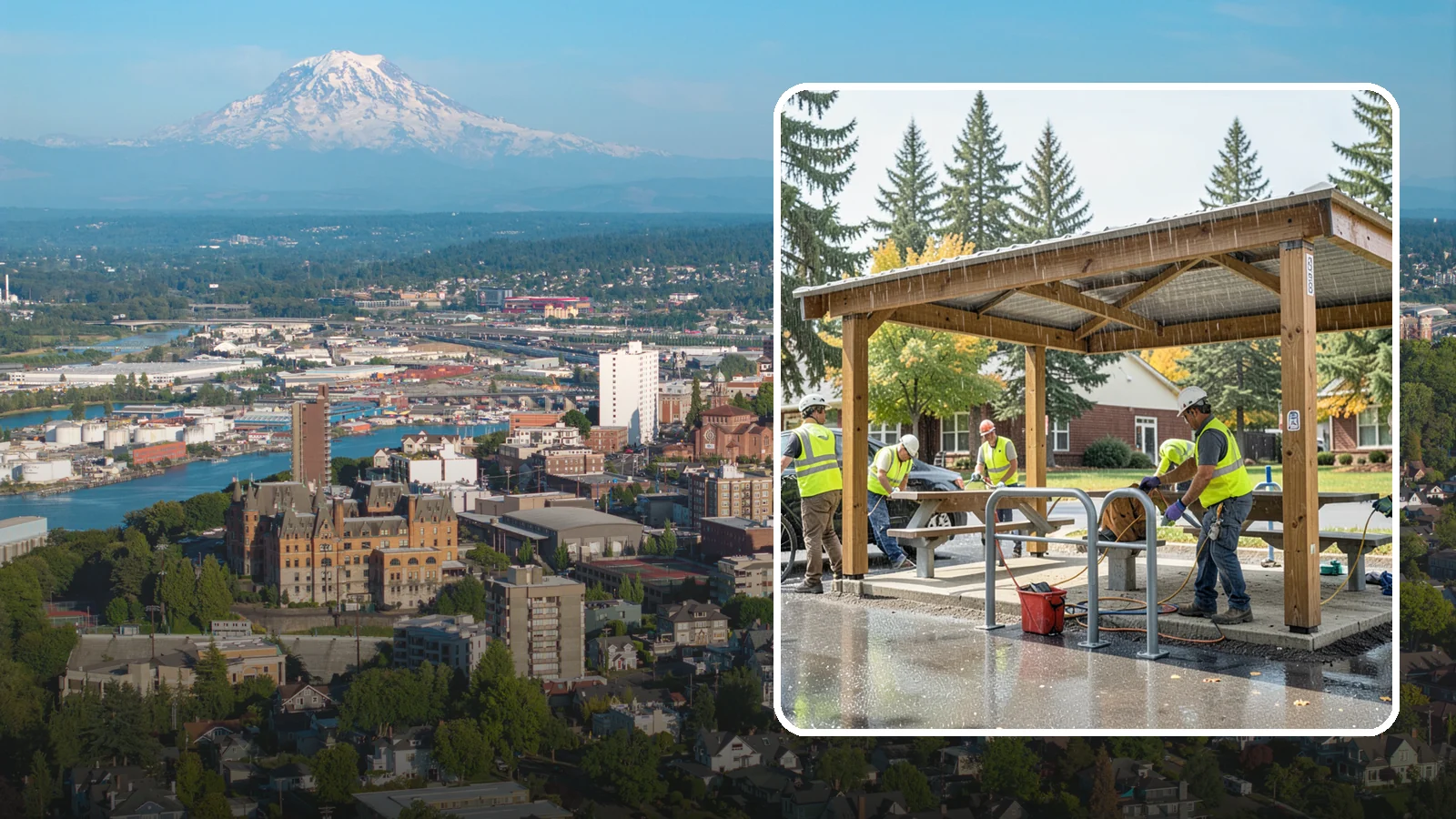 Municipal Shelter Construction in Tacoma, Pierce County, WA - Construct picnic shelters, pavilions, and covered structures that expand usable public gathering space year-round.