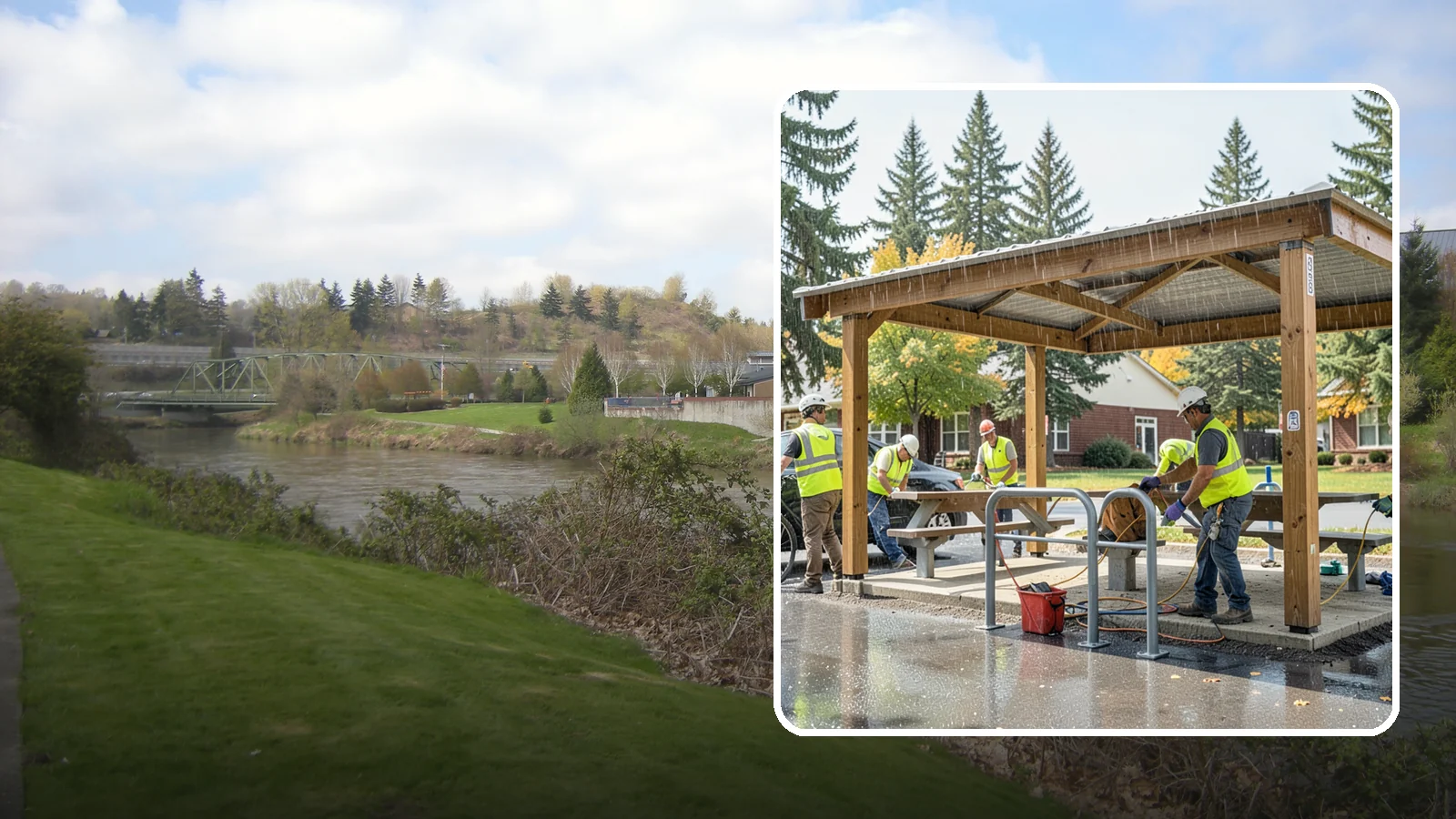 Municipal Shelter Construction in Tukwila, King County, WA - Construct picnic shelters, pavilions, and covered structures that expand usable public gathering space year-round.