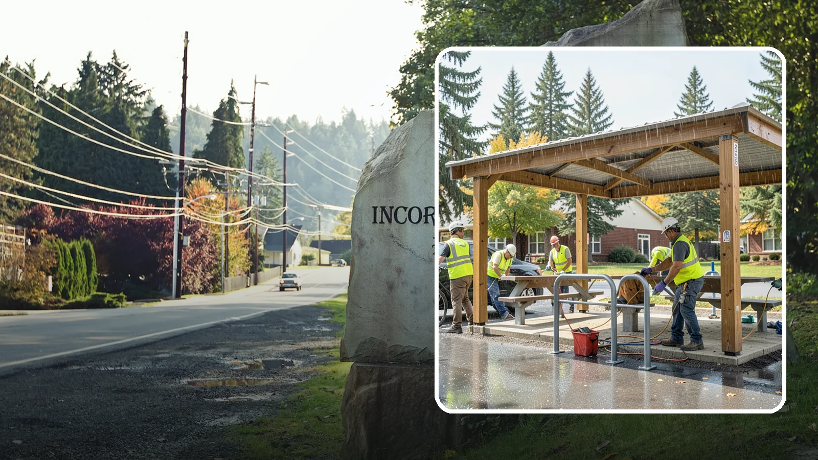 Municipal Shelter Construction in Wilkeson, Pierce County, WA - Construct picnic shelters, pavilions, and covered structures that expand usable public gathering space year-round.