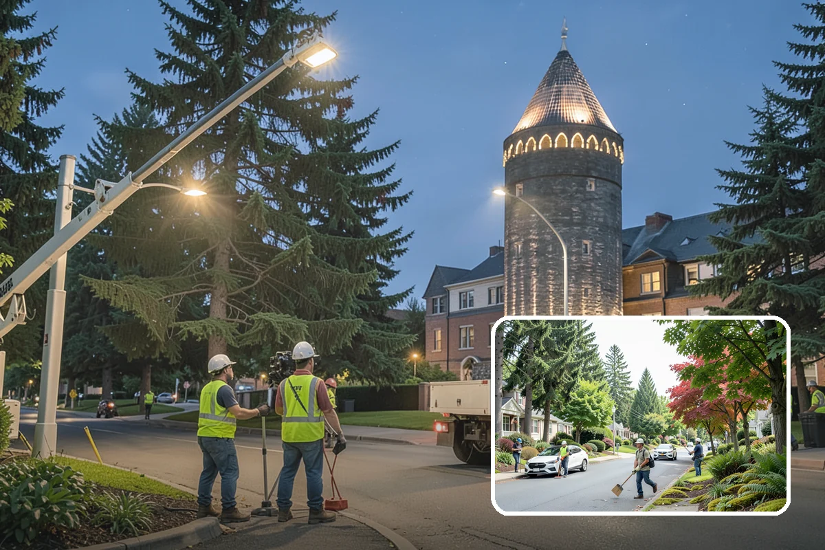 Municipal Sidewalk Cleaning in Beaux Arts Village, King County, WA - Surface cleaning removes slip hazards from gum and mildew
