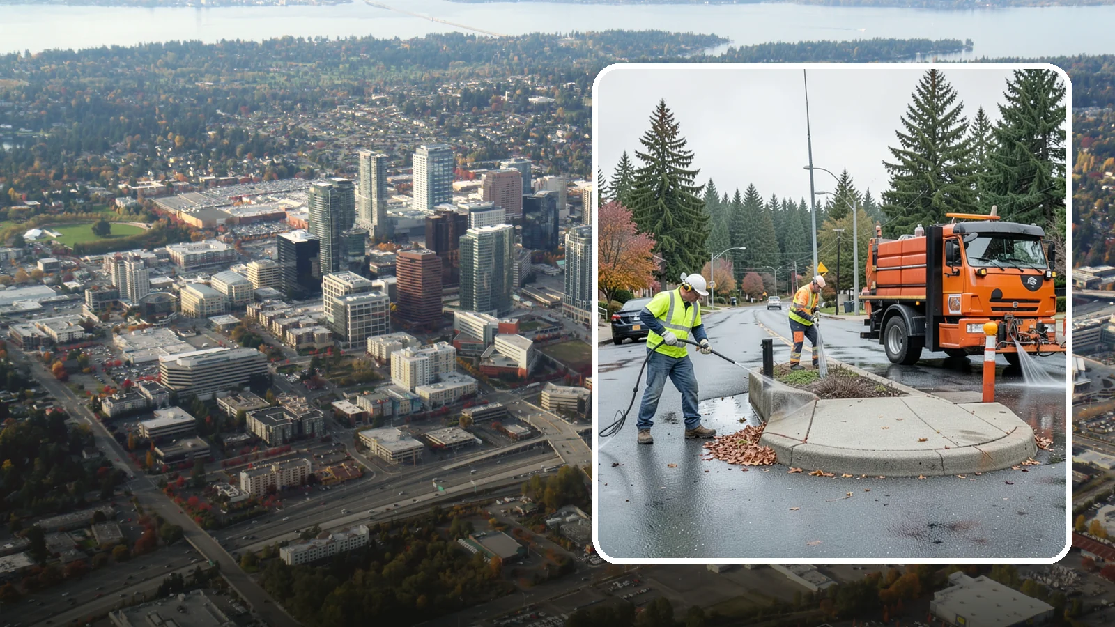 Municipal Sidewalk Cleaning in Bellevue, King County, WA - We pressure wash public sidewalks and walkways to remove gum, grime, and stains for Western Washington cities and business...