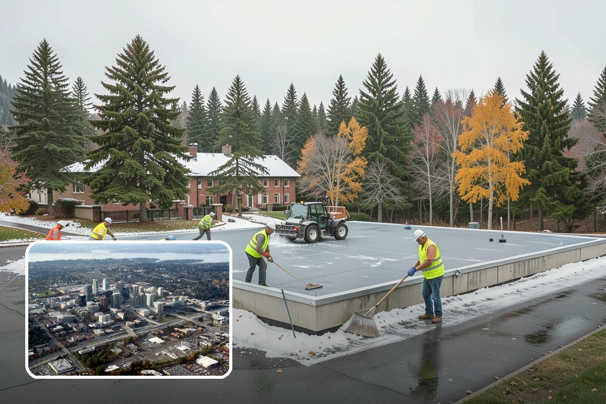 Municipal Sidewalk Cleaning in Bellevue, King County, WA - Surface cleaning removes slip hazards from gum and mildew