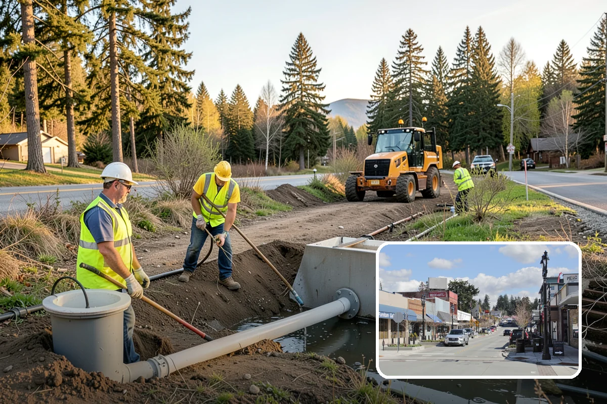 Municipal Sidewalk Cleaning in Bothell, King County, WA - Surface cleaning removes slip hazards from gum and mildew