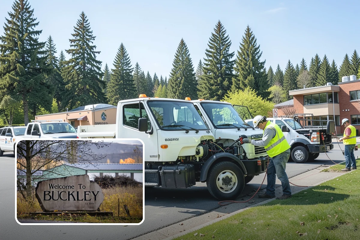 Municipal Sidewalk Cleaning in Buckley, Pierce County, WA - Surface cleaning removes slip hazards from gum and mildew