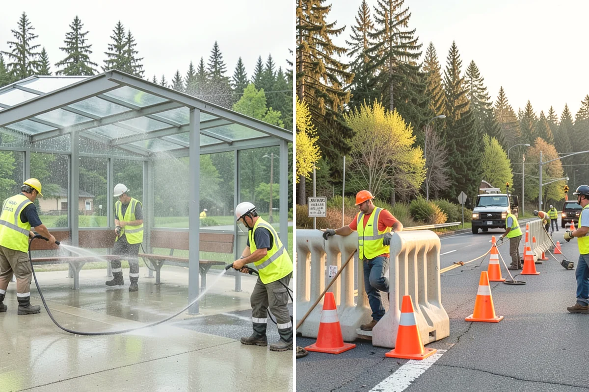 Municipal Sidewalk Cleaning in Burien, King County, WA - We map priority walk segments and confirm a cleaning route