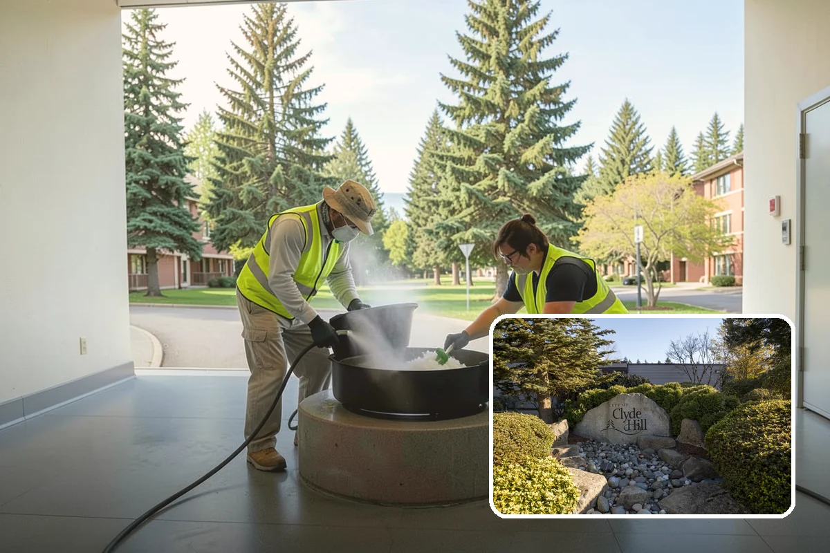 Municipal Sidewalk Cleaning in Clyde Hill, King County, WA - Surface cleaning removes slip hazards from gum and mildew