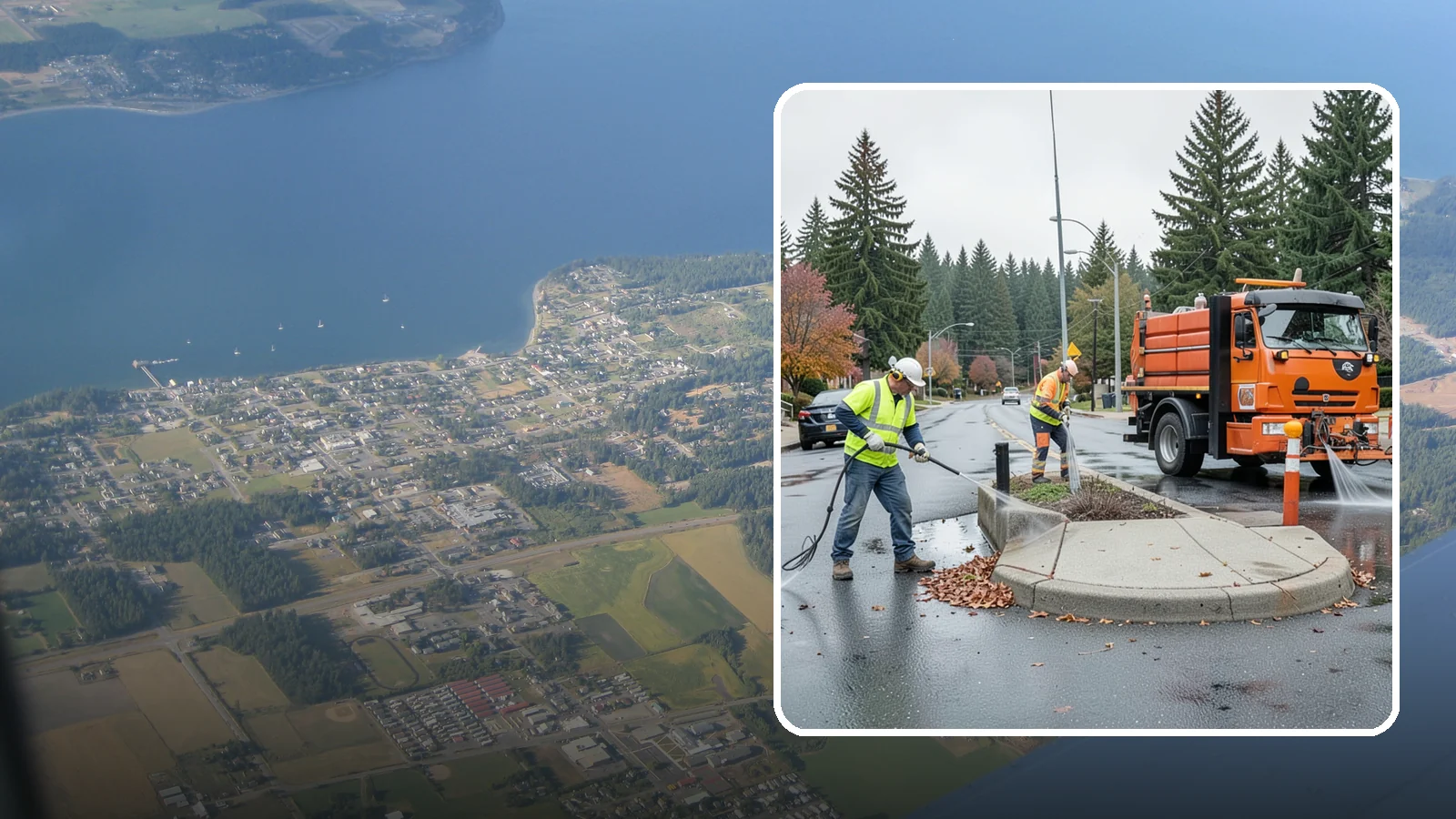 Municipal Sidewalk Cleaning in Coupeville, Island County, WA - We pressure wash public sidewalks and walkways to remove gum, grime, and stains for Western Washington cities and business...