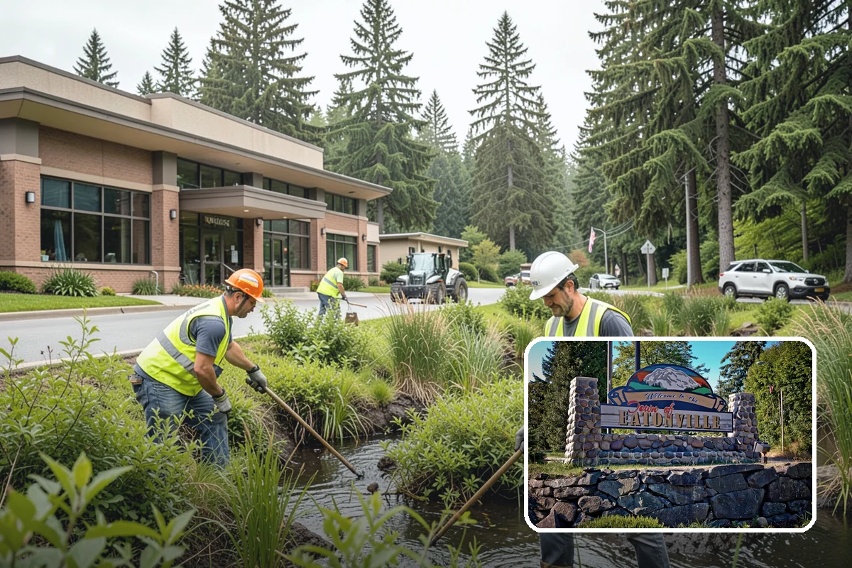 Municipal Sidewalk Cleaning in Eatonville, Pierce County, WA - Surface cleaning removes slip hazards from gum and mildew
