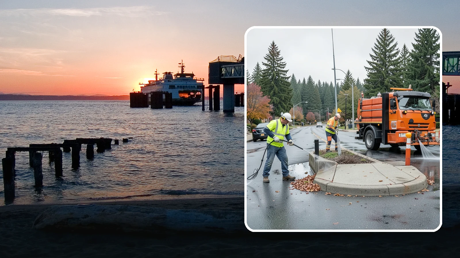 Municipal Sidewalk Cleaning in Edmonds, Snohomish County, WA - We pressure wash public sidewalks and walkways to remove gum, grime, and stains for Western Washington cities and business...